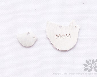 P759-MR// Matt Rhodium Plated Chicken Mom and Chick Pendant, 1 set
