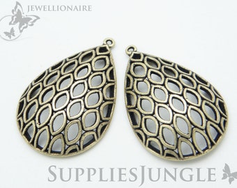 P064-AB// Antique Brass Plated Teardrop Pendant, 4pcs