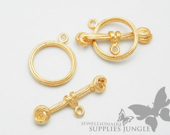 A051-MG// Matt Gold Plated Twist Wire Toggle and Bar Clasp, 2sets