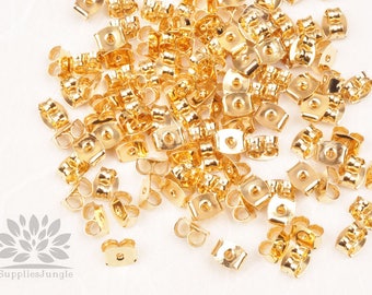 A345-G// Gold Plated Metal Brass Earring Stoppers, Earring Backs, Earring nuts 50pcs