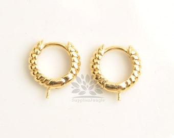 E400-G/R// Gold or Rhodium Plated Nickel Free One-Touch Ring Earring Component Clip Findings, 2pcs