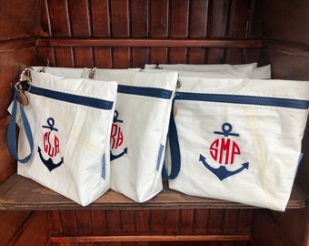 Recycled Sail Anchor Monogram Ditty Bag