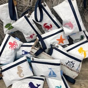 Recycled Sail Wristlets, Nautical Wristlet, Nautical Pouch