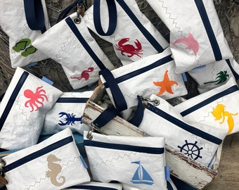 Recycled Sail Wristlets, Nautical Wristlet, Nautical Pouch