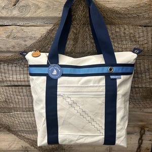 Recycled Sail Deck Tote, X-Large Nautical Sailcloth Tote, Beach Tote, Boat Tote, Pool Tote