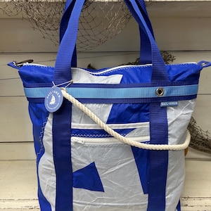 Recycled Sail Deck Tote, X-Large Nautical Sailcloth Tote, Beach Tote, Boat Tote, Pool Tote