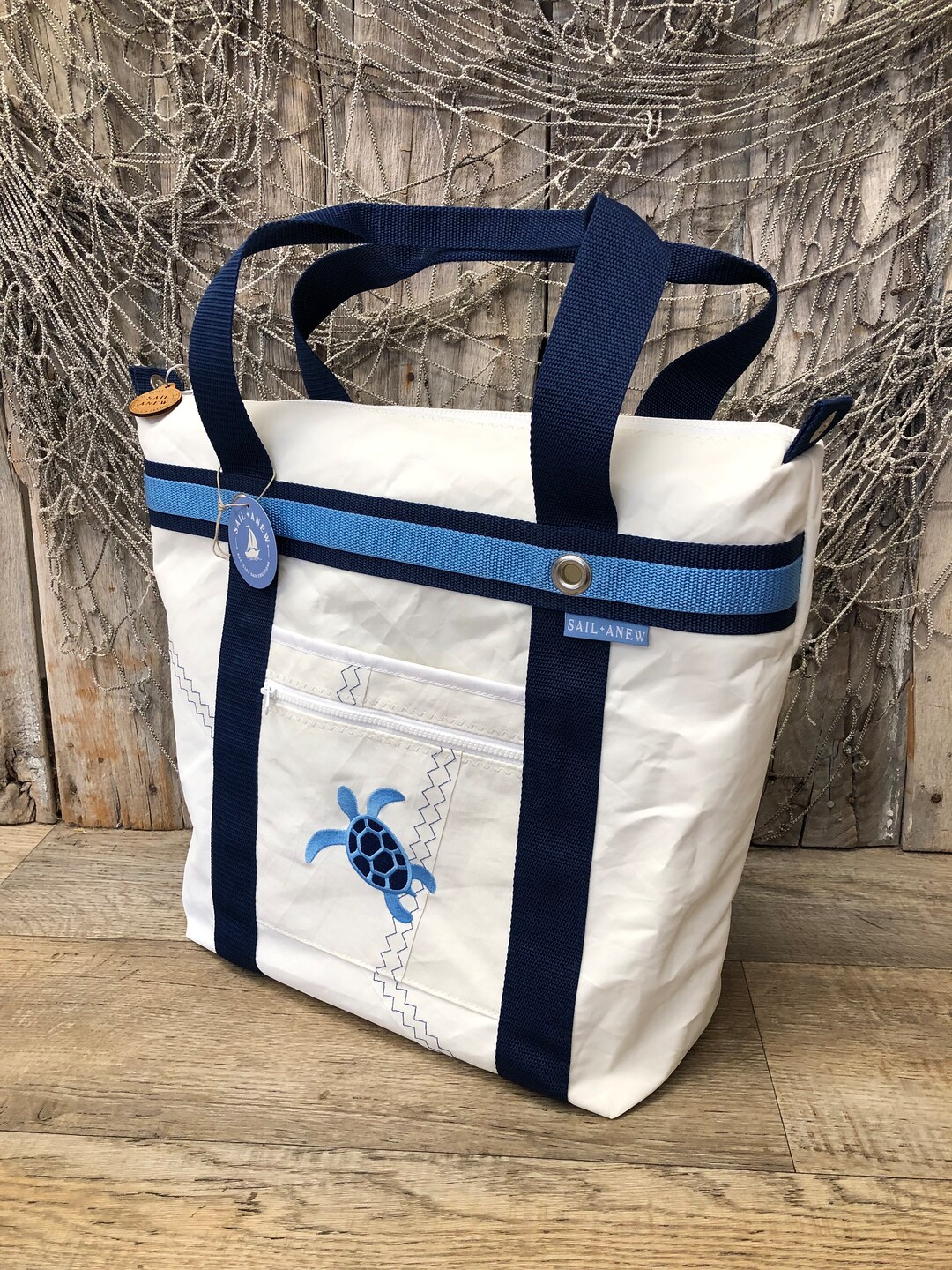 Recycled Sail Turtle Deck Tote Extra Large Nautical Sailcloth Etsy