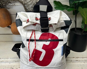 Sailcloth Backpack, Nautical Backpack, Vintage Sail Backpack, Roll Top Backpack