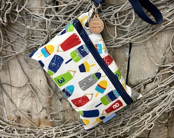 Recycled Sail Buoy Wristlet, Nautical Pouch