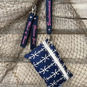 Sailcloth Wristlet; Anchor Wristlet; Nautical Pouch