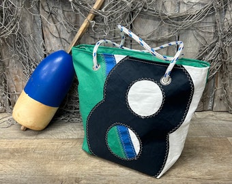 Recycled Sail Vintage Number Shoulder Bag, Nautical Tote