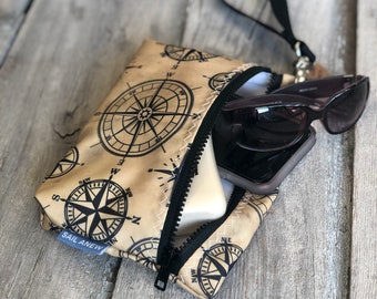 Gold and Black Compass Rose Sail Wristlet