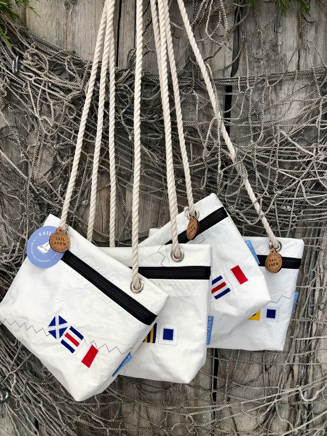 Recycled Sail Personalized Nautical Flag Harbor Bag - Etsy
