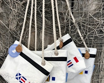 Recycled Sail Personalized Nautical Flag Harbor Bag