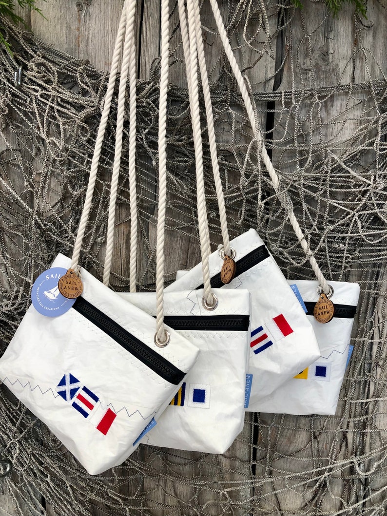 Recycled Sail Personalized Nautical Flag Harbor Bag image 1