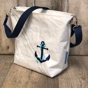 Sailcloth Anchor Crossbody Bag, Nautical Purse