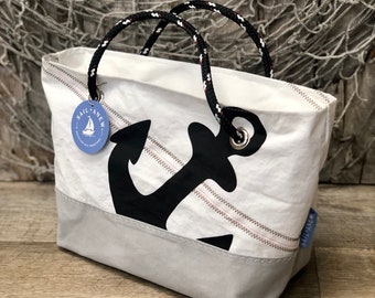 Recycled Sail Anchor Handbag, Nautical Tote