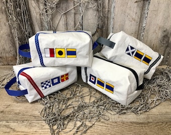 Nautical Flag Crew Bag, Nautical Toiletry Kit, Nautical Cosmetic Bag, Nautical Groomsmen Gift, Nautical Bridesmaid Gift