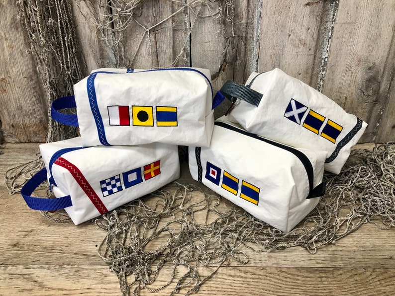Nautical Flag Crew Bag, Nautical Toiletry Kit, Nautical Cosmetic Bag, Nautical Groomsmen Gift, Nautical Bridesmaid Gift image 1