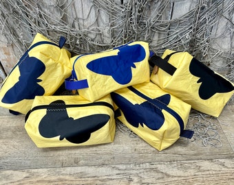 Recycled Butterfly Sail Crew Bag, Nautical Toiletry Bag, Nautical Dopp Kit, Nautical Cosmetic Bag