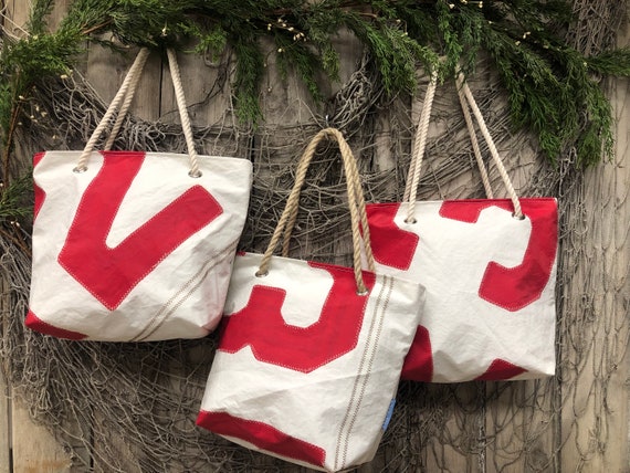 Recycled Sail Vintage Insignia Shoulder Bag Nautical Tote Etsy