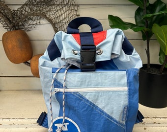 Sailcloth Backpack, Nautical Backpack, Vintage Sail Backpack, Roll Top Backpack