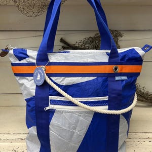 Recycled Sail Deck Tote, X-Large Nautical Sailcloth Tote, Beach Tote, Boat Tote, Pool Tote