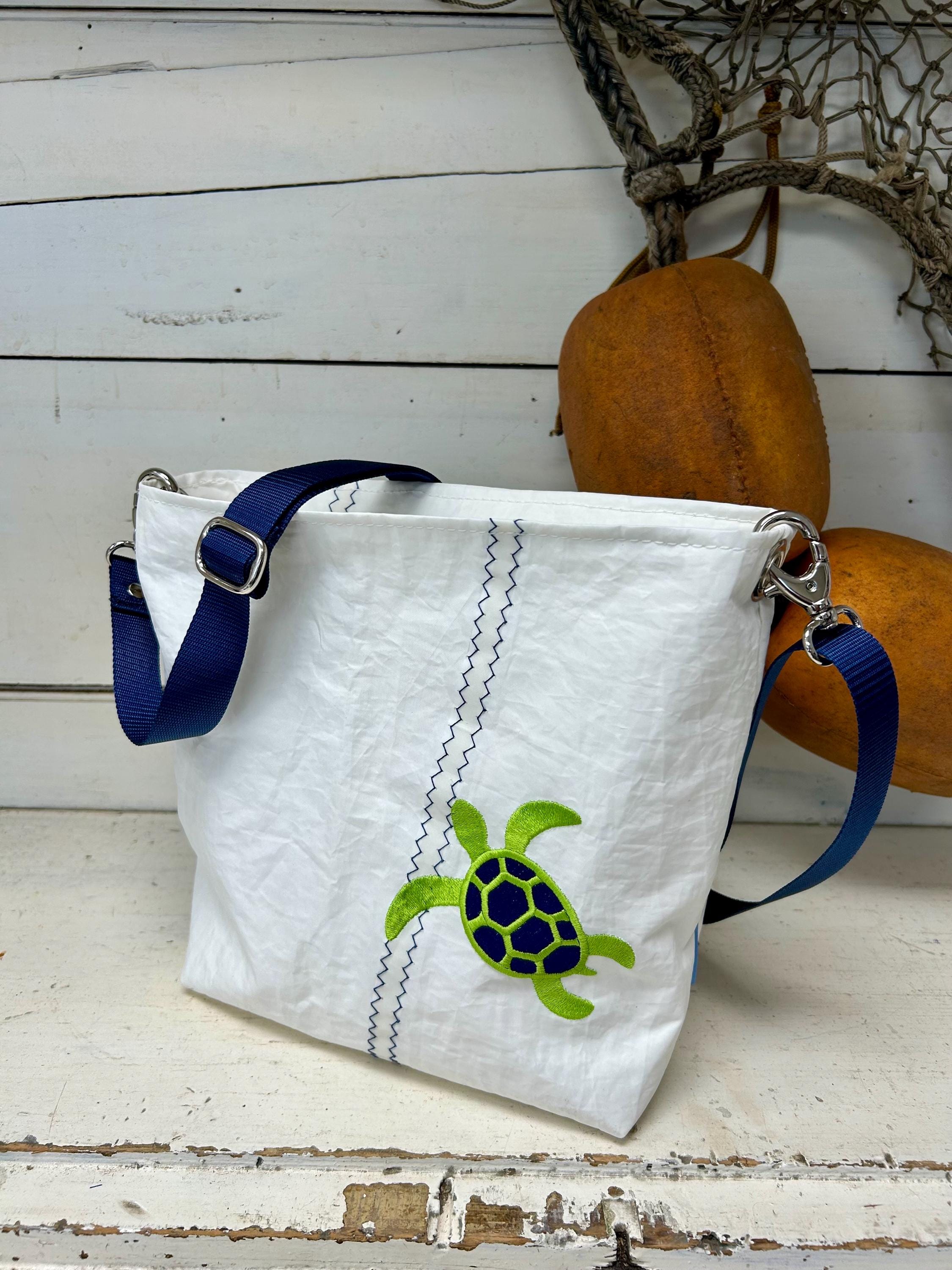 Recycled Sail Sea Turtle Crossbody Bag, Nautical Purse