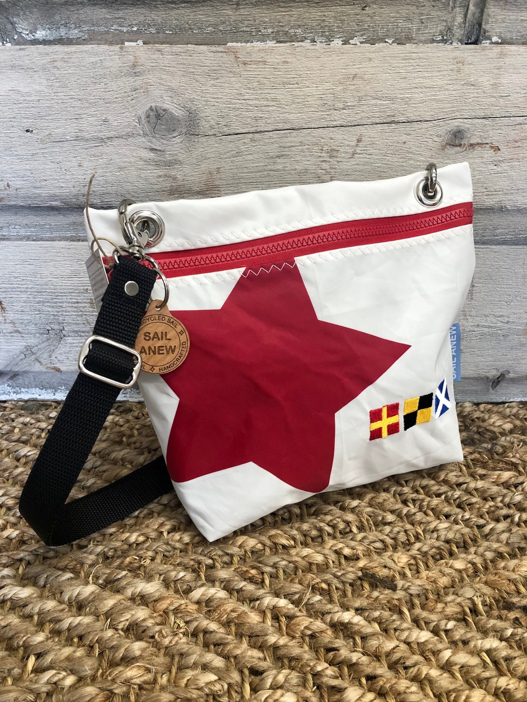 Recycled Sail Star Ditty Bag With Nautical Flags Etsy