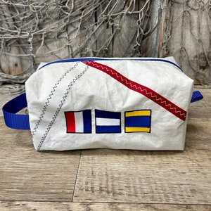 Nautical Flag Crew Bag, Nautical Toiletry Kit, Nautical Cosmetic Bag, Nautical Groomsmen Gift, Nautical Bridesmaid Gift image 4
