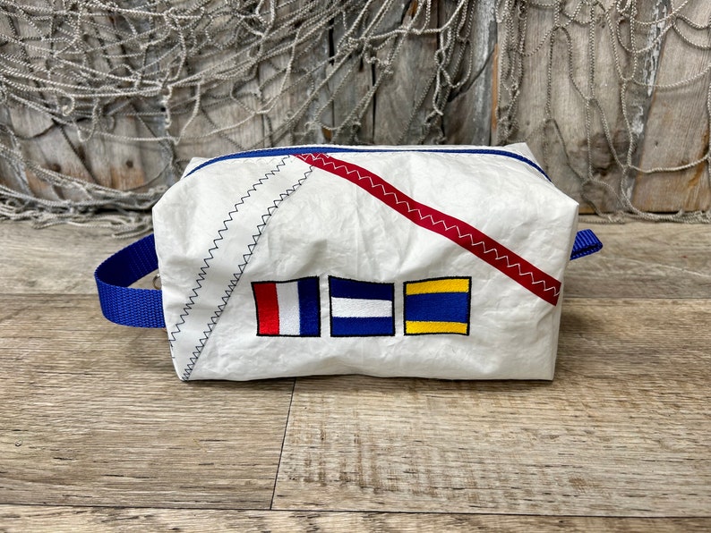 Nautical Flag Crew Bag, Nautical Toiletry Kit, Nautical Cosmetic Bag, Nautical Groomsmen Gift, Nautical Bridesmaid Gift image 4