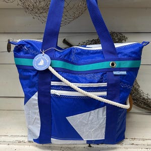 Recycled Sail Deck Tote, X-Large Nautical Sailcloth Tote, Beach Tote, Boat Tote, Pool Tote