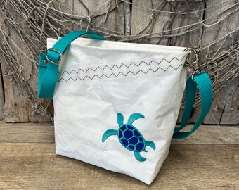 Recycled Sail Sea Turtle Crossbody Bag