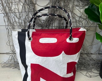 Sailcloth Number Shoulder Bag, Convertible Sail Bag, Crossbody Sail Bag