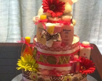 Girl Jungle Theme Diaper Cake | Etsy