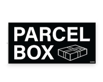 Black Parcel Box Self Adhesive Sticker - Post Courier Door Sign SG098