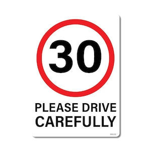 Large A4 Please Drive Carefully 30MPH Wheelie Bin Self Adhesive Sticker- 21cm x 27cm Recycling Rubbish Warning Sign Decal SG152
