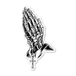 Praying Bones Self Adhesive Sticker - Skateboard Style Decal SG514