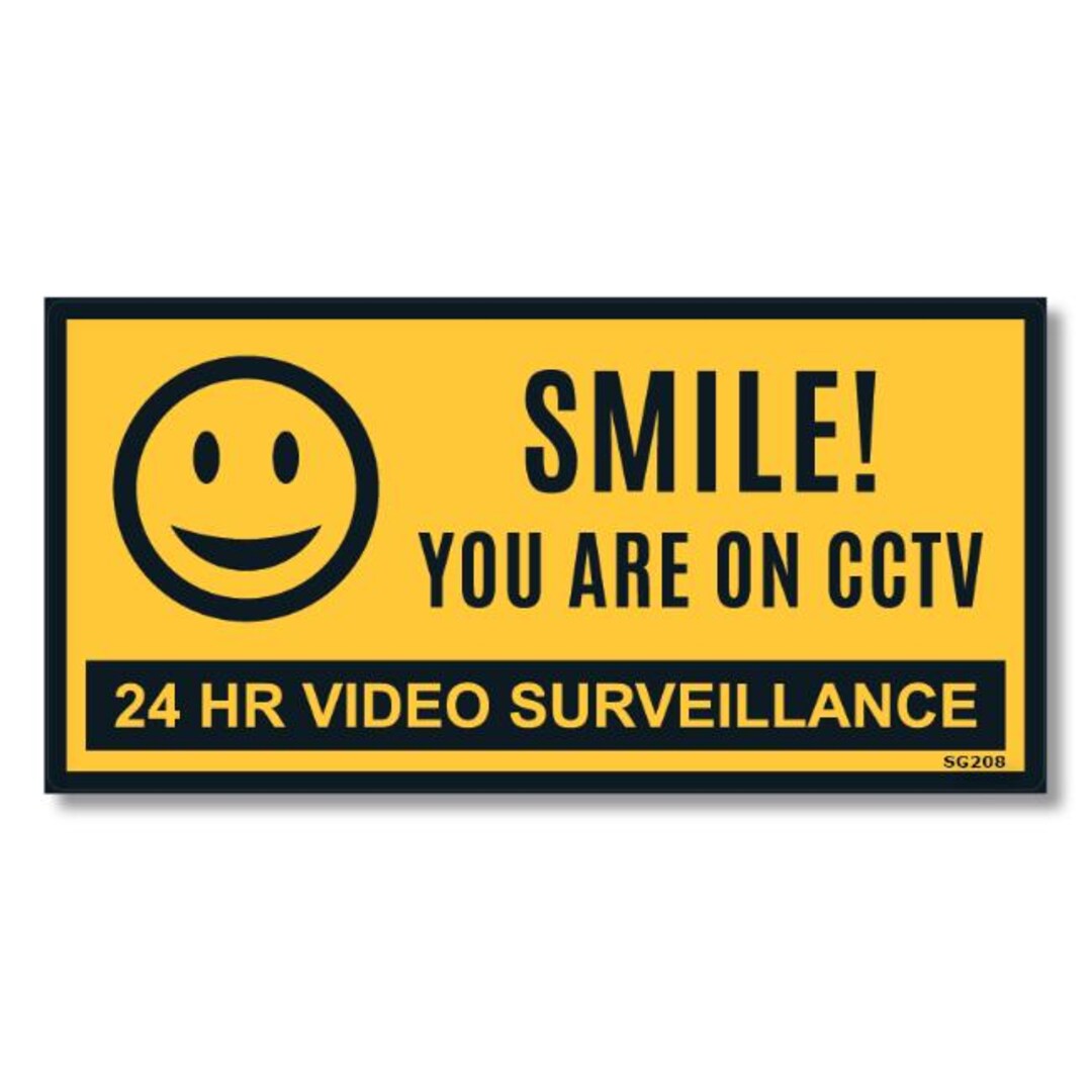Smile You Are on CCTV Self Adhesive Sticker - Security Warning Sign ...