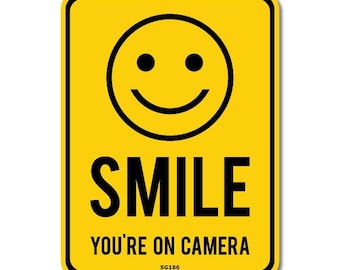 Classic Smile Your On Camera Self Adhesive Sticker - CCTV Security Warning SG186
