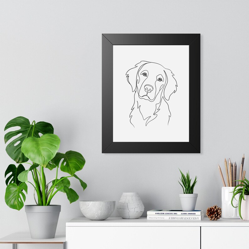 Custom Pet Portrait Line Art Framed Poster| Personalized Dog Wall Art ...
