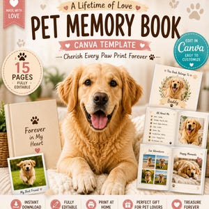 Personalized Pet Memory Book | Custom Dog Keepsake Album | Pet Life Story Book | Dog Photo Scrapbook | Pet Lover Gift | Digital Download