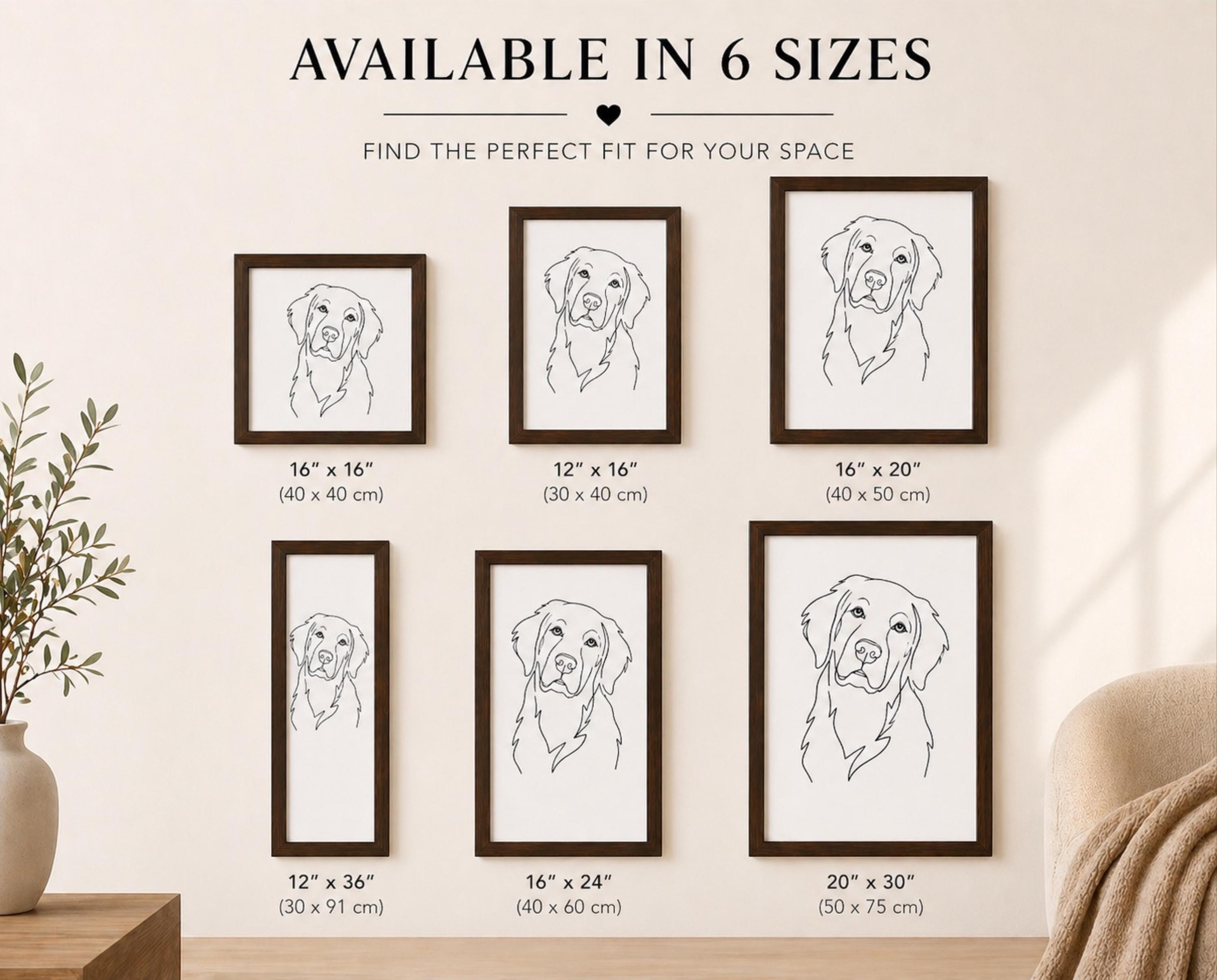 Custom Pet Portrait Line Art Framed Poster| Personalized Dog Wall Art ...