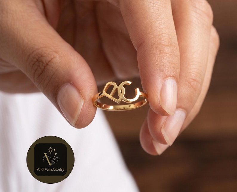 Custom Cursive Initial Ring, Script Letter Ring, 14K Solid Gold, Gift for Her, Christmas Gift
Custom Cursive Initial Ring, 14K Solid Gold, Romantic Script Jewelry
