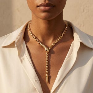 Minimalist Gold Snake Chain Necklace Y Drop Dainty Layering Jewelry Elegant Gift for Her