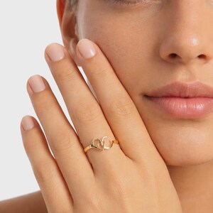 Cursive Two Initial Ring, Custom Script Letter Ring, 14K Solid Gold Option, Personalized Gift for Her, Christmas Gift
