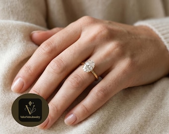 Minimalist Oval Solitaire Ring, Gold Engagement Ring for Her, Custom Proposal Ring, Christmas Gift, Black Friday Sale