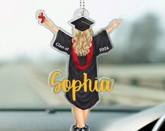Backside Woman Man Graduation - Personalized Acrylic Car Hanger-Keychain