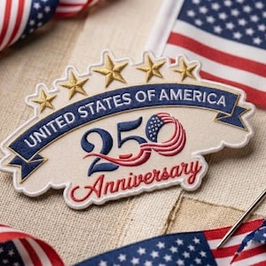 United States of America 250th Anniversary Embroidered Patch - USA Badge - Patriotic Gift for Collectors & Military - 250 Years of Freedom