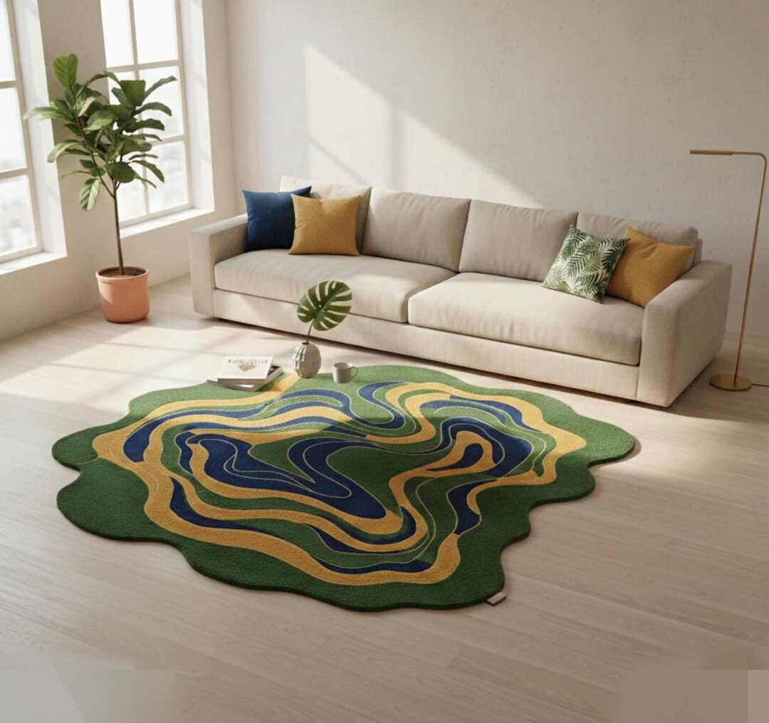 Freeform Abstract Tufted Rug | Organic Shape Handmade Carpet - Etsy